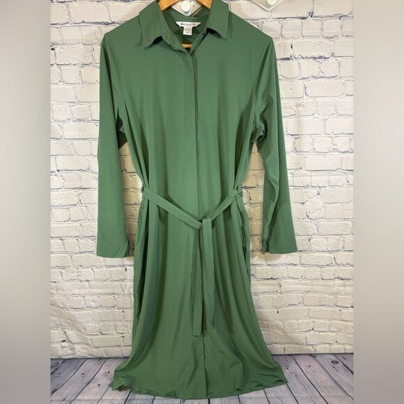 Athleta Urbanite Vineyard Green Midi Business Casual Classic Shirt Dress Size SP - Picture 1 of 9
